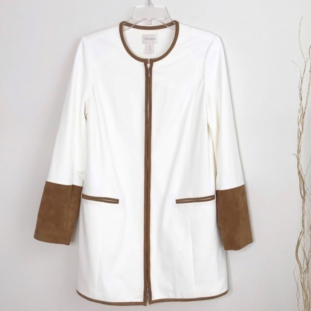 NWT Chico’s ponte faux suede trim jacket